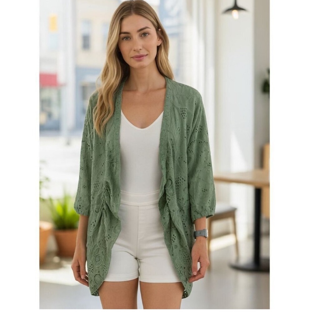 Sundance Sage Green Moonlight Eyelet Cardigan